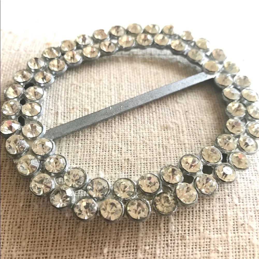 Vintage Buckle Rhinestone Scarf Slide Accessories